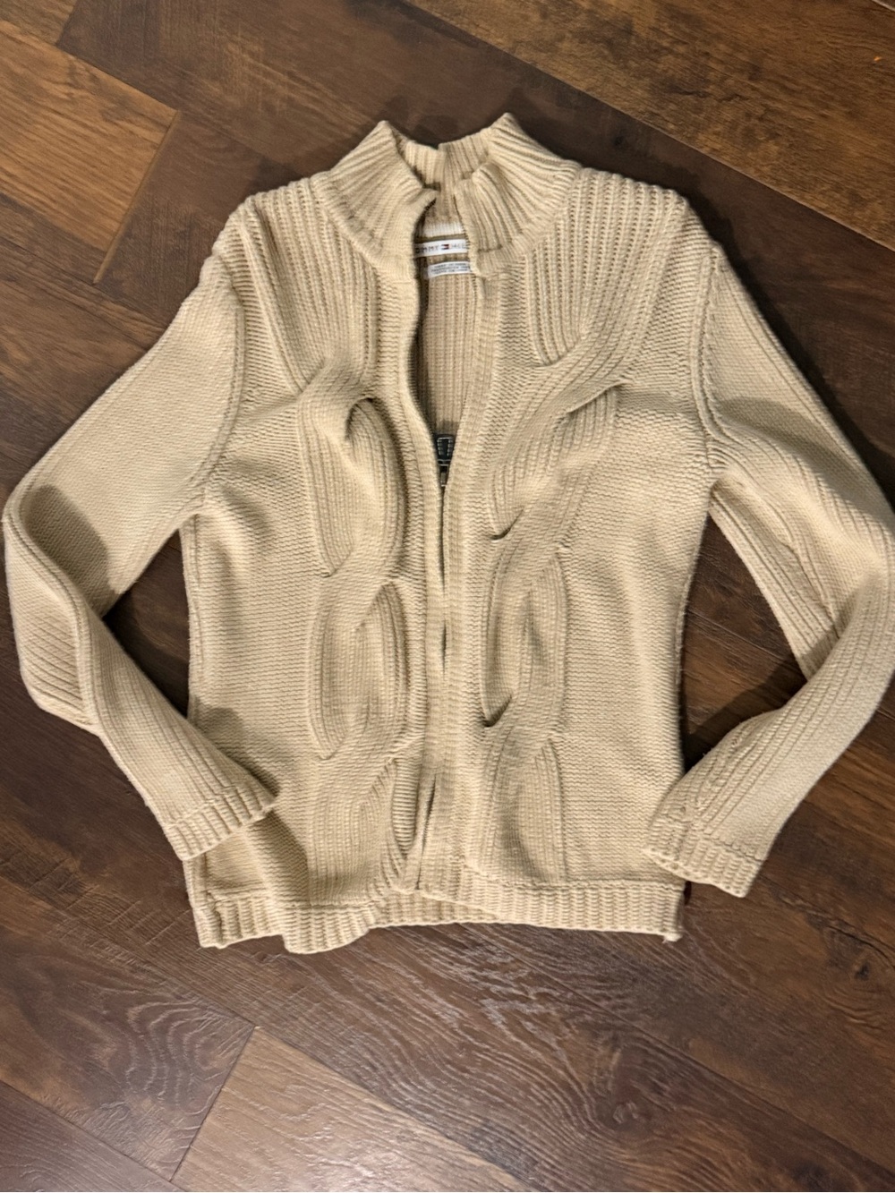 Tommy Hilfiger Cream Cable-Detail Zip Cardigan